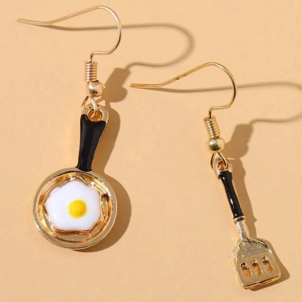 Fried Egg and Spatula Breakfast Earrings New